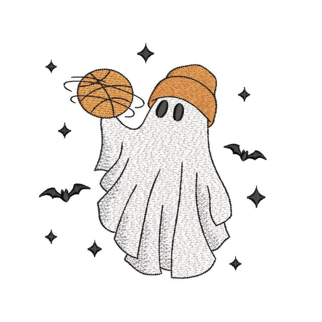 Halloween Basketball Ghost Embroidery Design, Halloween Machine Embroidery Design, 3 sizes, Instant Download Embroidery/Applique DESIGNS Nino Nadaraia 