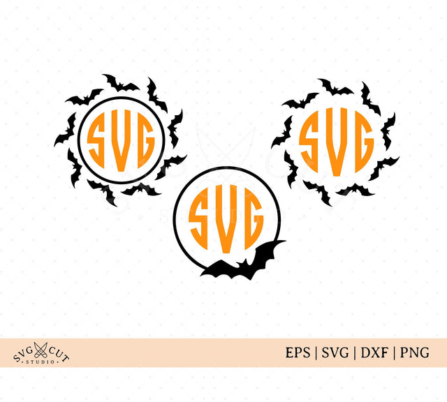 Halloween Bat Monogram Frames SVG Cut Files SVG SVG Cut Studio 