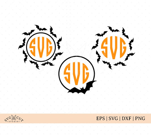 Halloween Bat Monogram Frames SVG Cut Files SVG SVG Cut Studio 