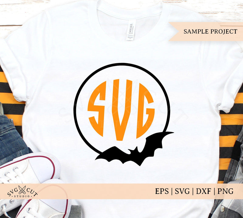 Halloween Bat Monogram Frames SVG Cut Files - So Fontsy