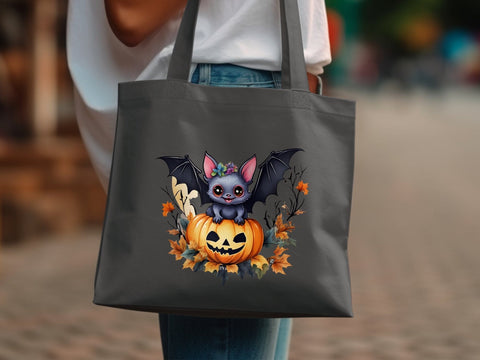 Halloween Bat on Pumpkin T-shirt PNG Sublimation Luvleigh Digitals 