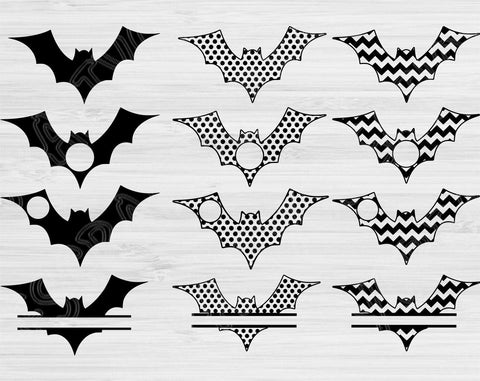 Halloween Bat Svg, Halloween Svg. Split Chevron and Dots Digital Download Vector. Black Spooky Cut Files for Cricut and Silhouette Transfer SVG TiffsCraftyCreations 