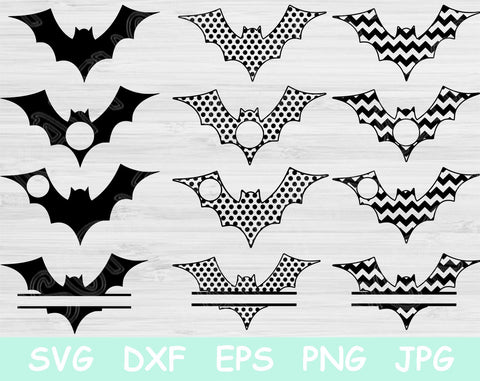 Halloween Bat Svg, Halloween Svg. Split Chevron and Dots Digital Download Vector. Black Spooky Cut Files for Cricut and Silhouette Transfer SVG TiffsCraftyCreations 