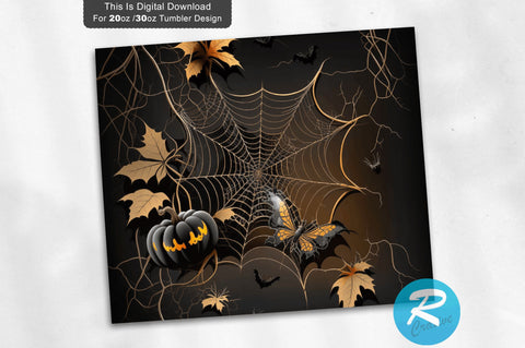 Halloween Bats Spider Web 20 oz / 30 oz Tumbler PNG Sublimation Regulrcrative 