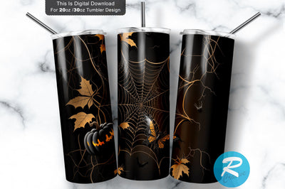 Halloween Bats Spider Web 20 oz / 30 oz Tumbler PNG Sublimation Regulrcrative 