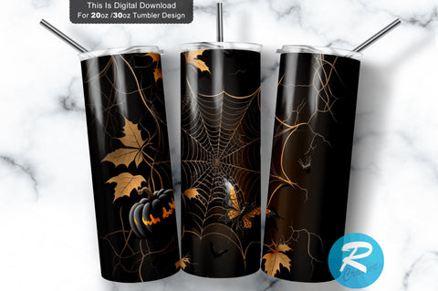 Halloween Bats Spider Web 20 oz / 30 oz Tumbler PNG Sublimation Regulrcrative 