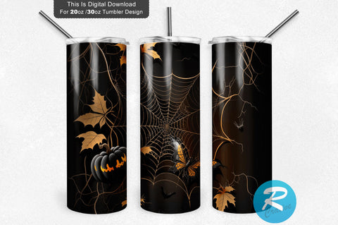 Halloween Bats Spider Web 20 oz / 30 oz Tumbler PNG Sublimation Regulrcrative 