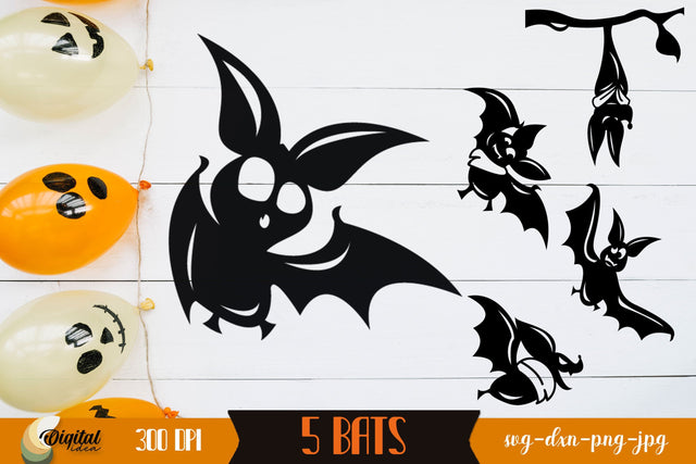Halloween Bats SVG. Mix 5 Bats SVG. Funny Halloween Design SVG. SVG Evgenyia Guschina 