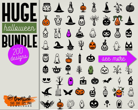 Halloween Big Bundle 200 SVG files SVG Boertiek 