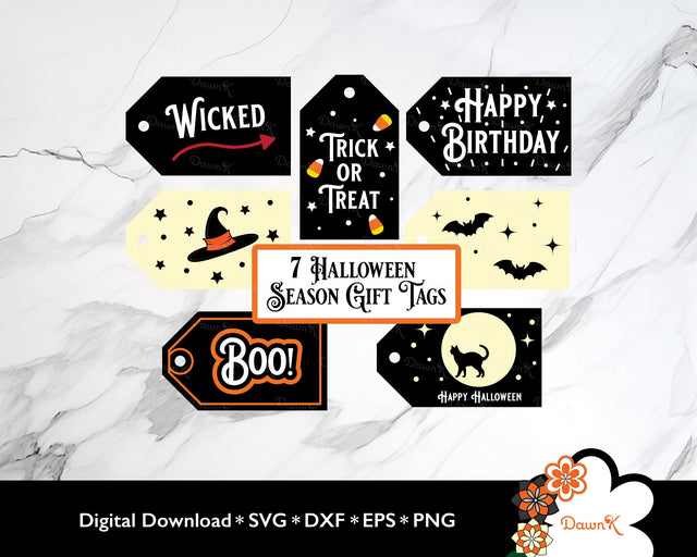 Halloween Birthday Season Gift Tags | Fall Themed SVG SVG DawnKDesigns 