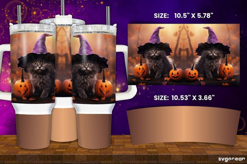 Halloween Black Cat Bundle | Tumbler | Mug | Pen Sublimation SvgOcean 