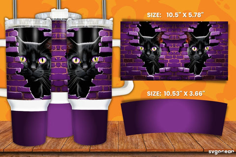 Halloween Black Cat Bundle | Tumbler | Mug | Pen Sublimation SvgOcean 