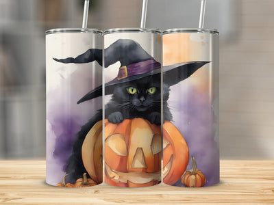 Halloween Black Cat tumbler wrap Sublimation Luvleigh Digitals 