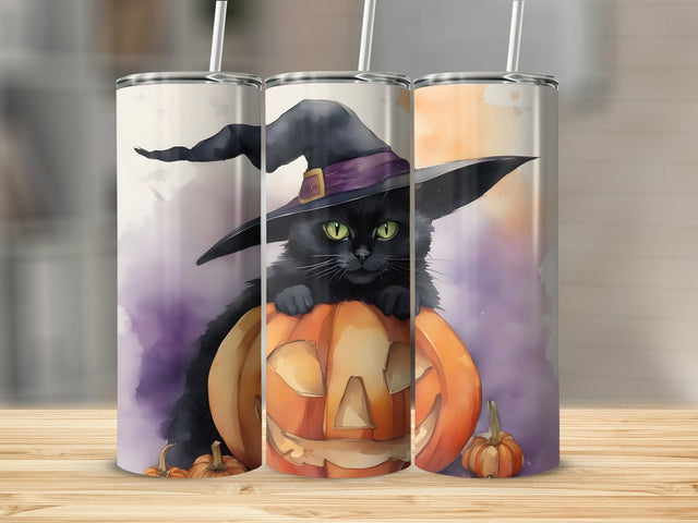 Halloween Black Cat tumbler wrap Sublimation Luvleigh Digitals 