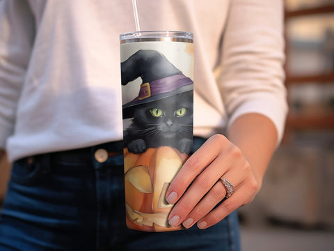 Halloween Black Cat tumbler wrap Sublimation Luvleigh Digitals 