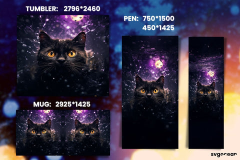 Halloween Black Cat Wrap Bundle | Tumbler | Mug | Pen Sublimation SvgOcean 