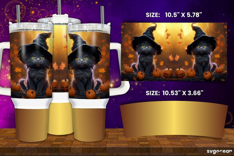 Halloween Black Kitten Bundle | Tumbler | Mug | Pen Sublimation SvgOcean 
