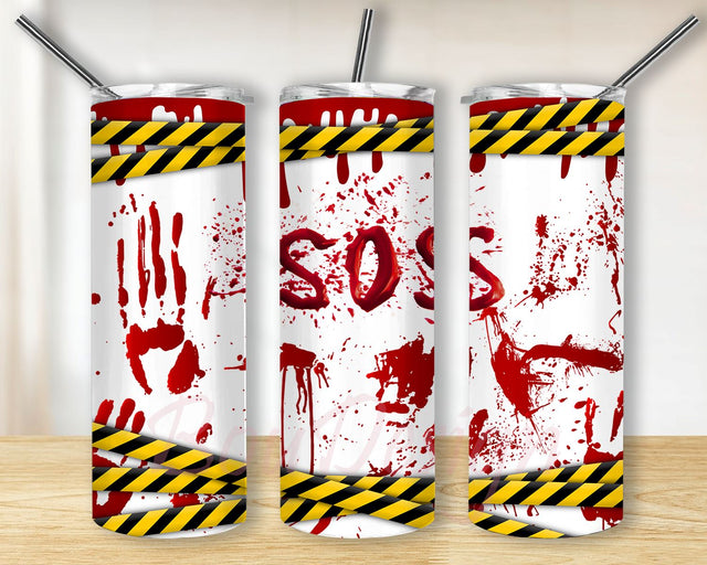 Halloween Blood Splatter, Spooky 20 oz Skinny Tumbler Sublimation Design for Straight, Tapered Tumbler PNG Sublimation BouDesign 