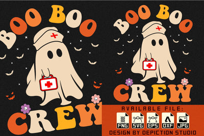 Halloween Boo Boo Crew T-Shirt, Ghost Nurse Shirt, Halloween Nurse Shirt Print Template Sketch DESIGN Depiction Studio 