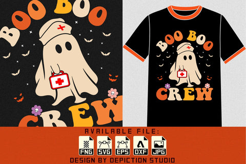 Halloween Boo Boo Crew T-Shirt, Ghost Nurse Shirt, Halloween Nurse Shirt Print Template Sketch DESIGN Depiction Studio 