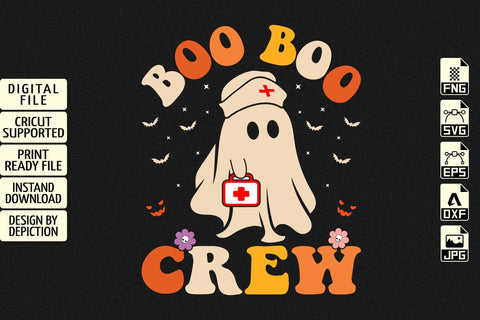 Halloween Boo Boo Crew T-Shirt, Ghost Nurse Shirt, Halloween Nurse Shirt Print Template Sketch DESIGN Depiction Studio 