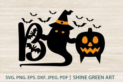 Halloween Boo Pumpkin SVG SVG Shine Green Art 
