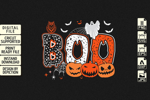 Halloween Boo T-Shirt, Pumpkin, Spider Net, Ghost Shirt Print Template Sketch DESIGN Depiction Studio 