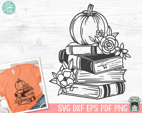 Halloween Book Lover SVG, Pumpkin Book svg, Reading svg, Floral Book svg, Flower Book svg, Librarian svg, Teacher svg, Floral Pumpkin png SVG Wild Pilot 