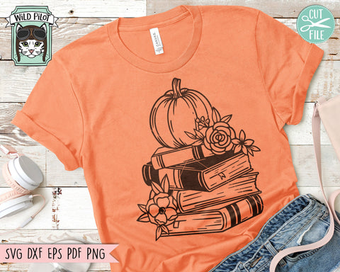 Halloween Book Lover SVG, Pumpkin Book svg, Reading svg, Floral Book svg, Flower Book svg, Librarian svg, Teacher svg, Floral Pumpkin png SVG Wild Pilot 