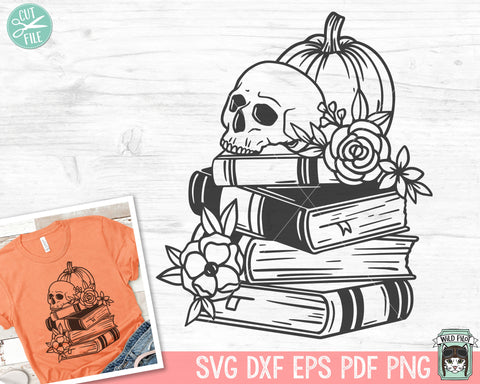 Halloween Book Lover SVG, Skull Pumpkin Book svg, Reading svg, Halloween Teacher svg, Librarian svg, Teacher Pumpkin svg, halloween png file SVG Wild Pilot 