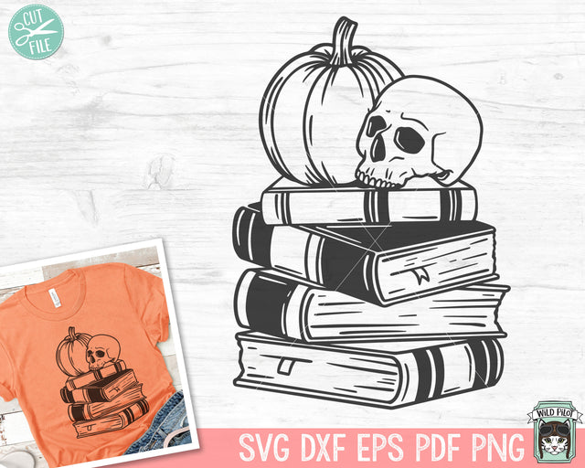 Halloween Book Lover SVG, Skull Pumpkin Book svg, Reading svg, Halloween Teacher svg, Librarian svg, Teacher Pumpkin svg, halloween png file SVG Wild Pilot 
