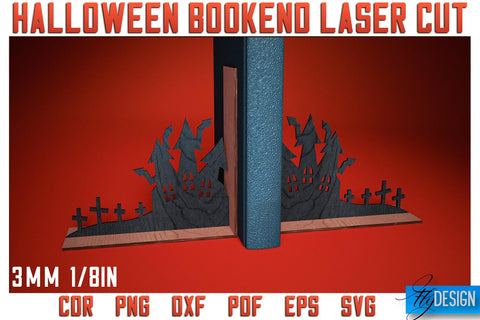 Halloween Bookend Laser Cut SVG | Halloween Laser Cut SVG Design | CNC Files SVG Fly Design 