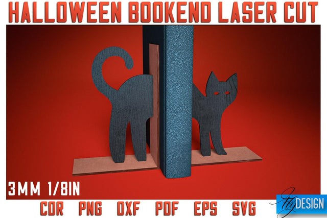 Halloween Bookend Laser Cut SVG | Halloween Laser Cut SVG Design | CNC Files SVG Fly Design 