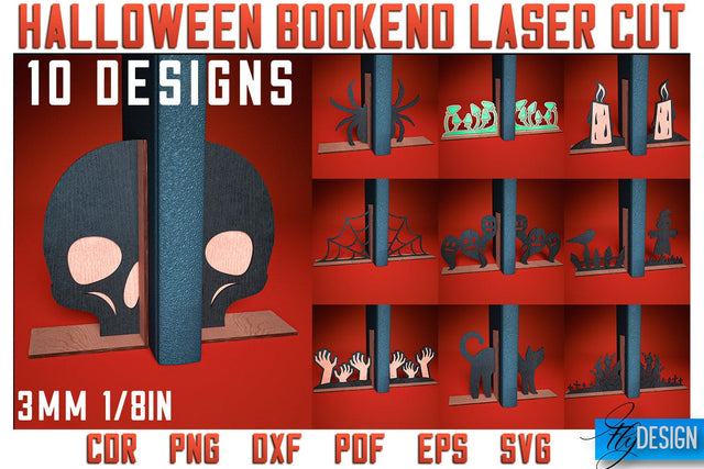 Halloween Bookend Laser Cut SVG | Halloween Laser Cut SVG Design | CNC Files SVG Fly Design 