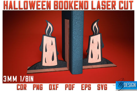 Halloween Bookend Laser Cut SVG | Halloween Laser Cut SVG Design | CNC Files SVG Fly Design 