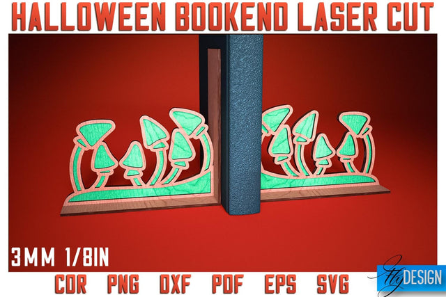 Halloween Bookend Laser Cut SVG | Halloween Laser Cut SVG Design | CNC Files SVG Fly Design 