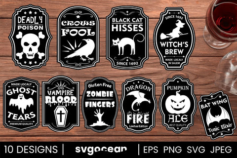 Halloween Bottle Labels Svg Bundle SVG SvgOcean 