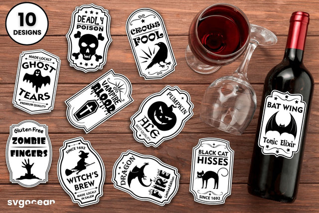 Halloween Bottle Labels Svg Bundle SVG SvgOcean 