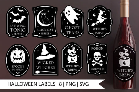 Halloween bottle labels SVG KMarinaDesign 