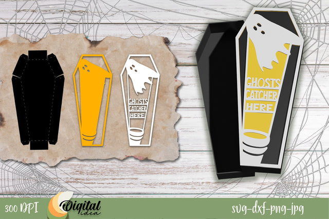 Halloween Boxes coffins SVG. Chost Catcher Here Paper Cut. 3D Paper Evgenyia Guschina 