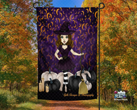 Halloween Brunette Garden Flag Sublimation Belle Designs & Photography 