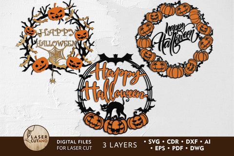 HALLOWEEN BUNDLE Multilayer Laser Cut Files, Mandala, Round Sign SVG, 3D Designs, Mini Design Bundles, Laser Engraving SVG LaserCutano 