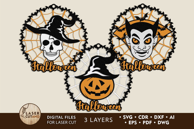 HALLOWEEN Bundle Multilayer Laser Cut Files, Mandala, Round Sign SVG, 3D Designs, Mini Design Bundles SVG LaserCutano 