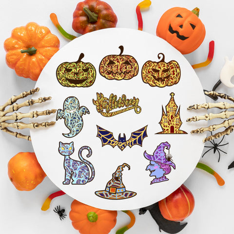 HALLOWEEN BUNDLE Multilayer Laser Cut Files, Mandala, Round Sign SVG, 3D Designs, Mini Design Bundles SVG LaserCutano 