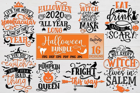 Halloween Bundle of 16 designs SVG Cricut Silhouette SVG PNG Sublimation Funny Halloween Witch Party Decorations SVG RoseMartiniDesigns 