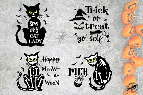 Halloween Bundle SVG, Back Cat Halloween Quotes SVG, Halloween t shirt design SVG Createya Design 