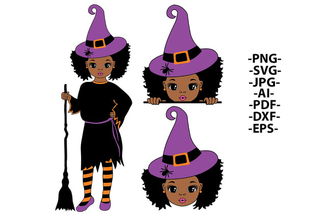 Halloween Bundle Svg, Halloween Girl Svg, Peekaboo Svg, Halloween Broom Svg, Witcher Svg, Hat, Halloween Dress, Puff Hair, Svg Files SVG 1uniqueminute 