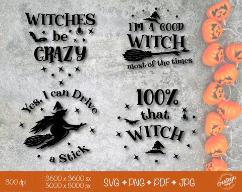 Halloween Bundle SVG, Witch Quotes SVG, Halloween sign SVG SVG Createya Design 