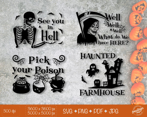 Halloween Bundle SVG, Witch Quotes SVG, Halloween sign SVG SVG Createya Design 