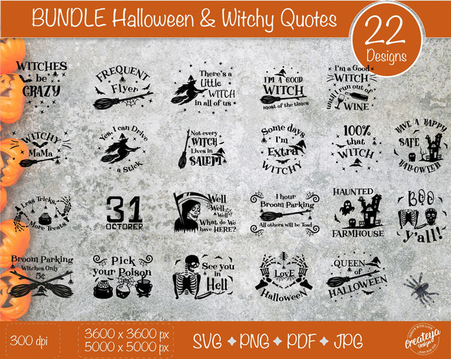 Halloween Bundle SVG, Witch Quotes SVG, Halloween sign SVG SVG Createya Design 